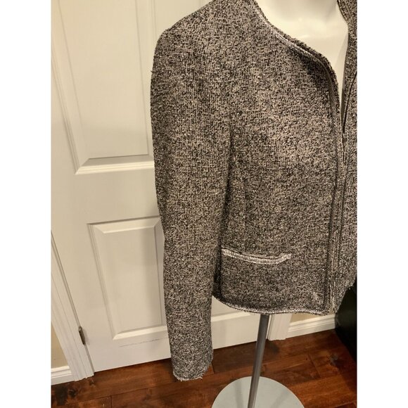 Rebecca Taylor Black & Gray Tweed Jacket w/ Silver Trim, Size 8 (US) - Picture 4 of 6